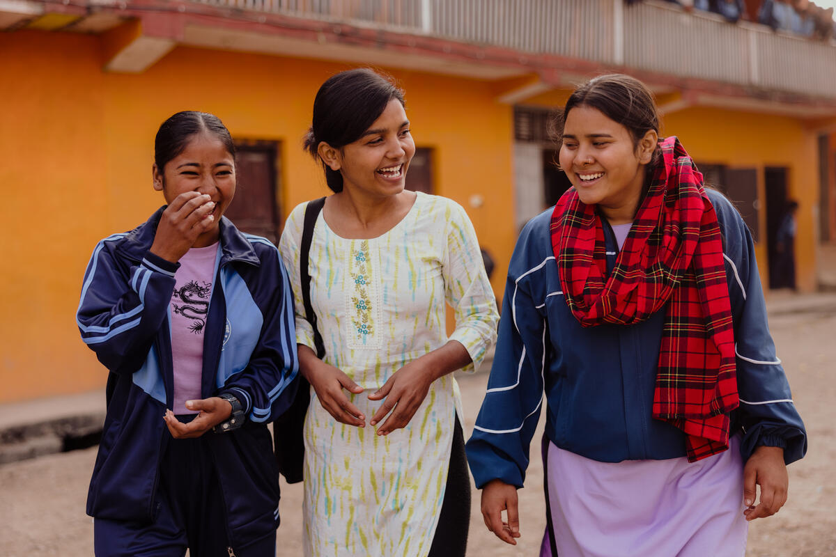 Susma walking with other girls.